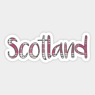 SCOTLAND, Pink and Grey Tartan Style Text Design Sticker